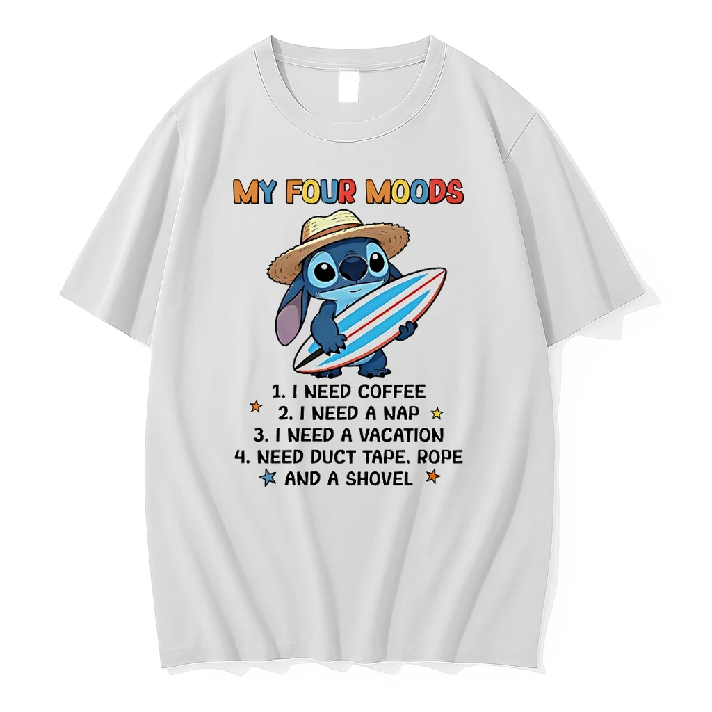 Stitch My Four Moods I Need Coffee I Need A Nap I Need A Vacation Need Duct Tape Rope And A Shovel Shirts