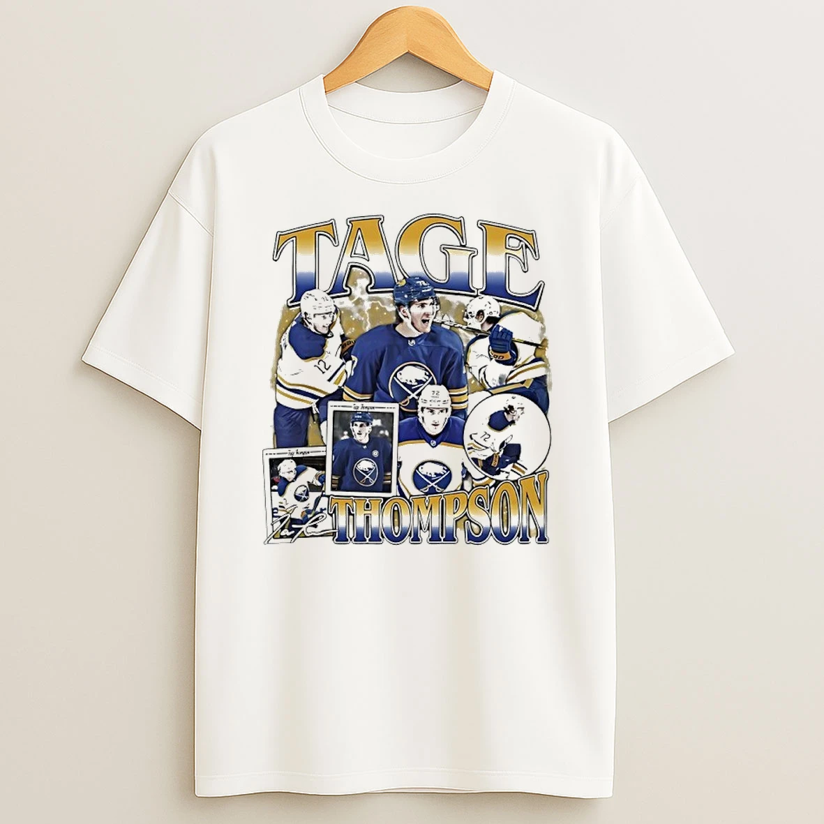 Tage Thompson Buffalo Sabres Collage Signature 90s Bootleg Shirts