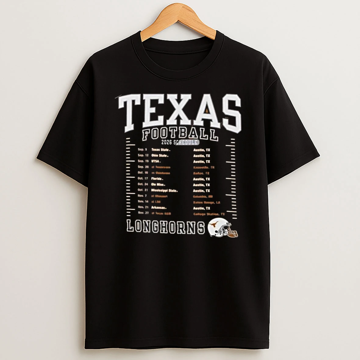 Texas Longhorns Football 2026 Schedule Shirts