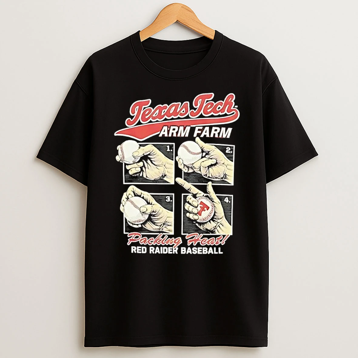 Texas Tech Arm Farm Packing Heat Red Raider Baseball Shirts
