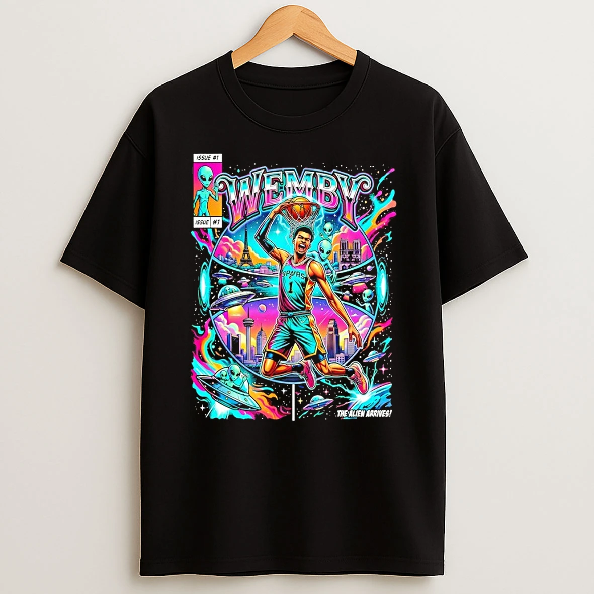 The Alien Arrives Wemby Victor Wembanyama San Antonio Spurs Basketball Shirts