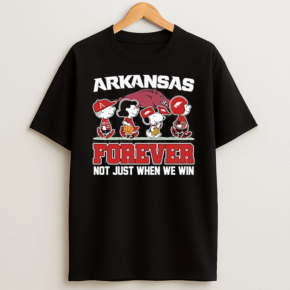 The Peanuts Characters X Arkansas Razorbacks Basketball Shirts