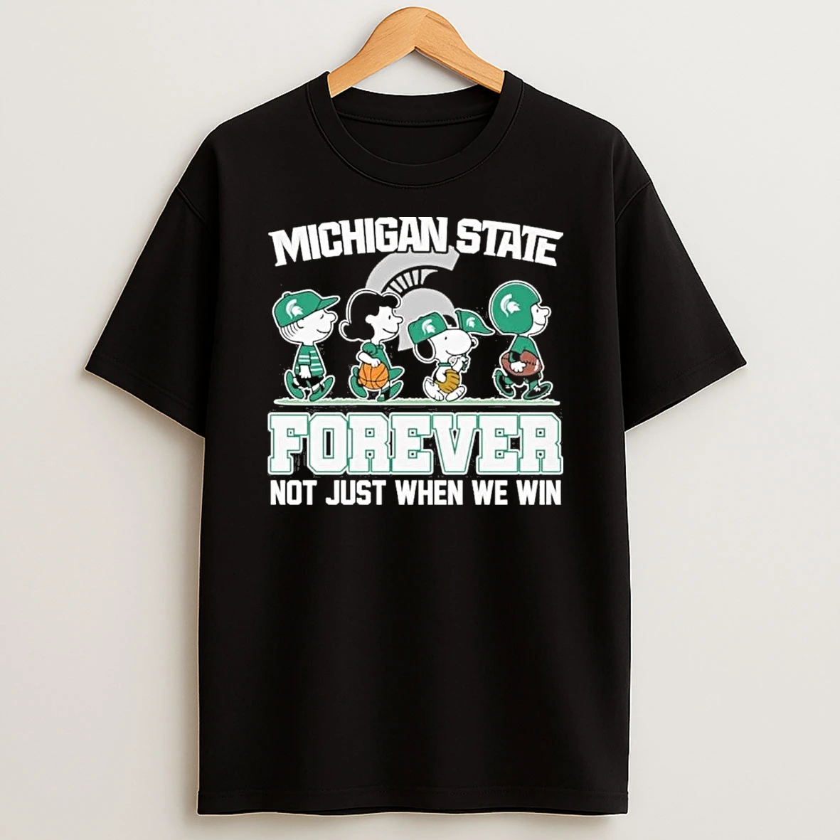 The Peanuts Characters X Michigan State Spartans Basketball Shirts