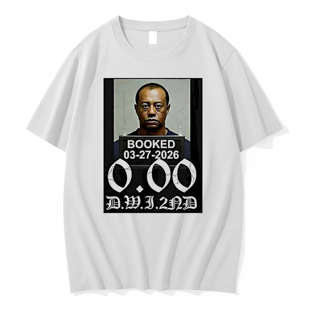 Tiger Woods Booked 2026 Mugshot Graphic Shirts
