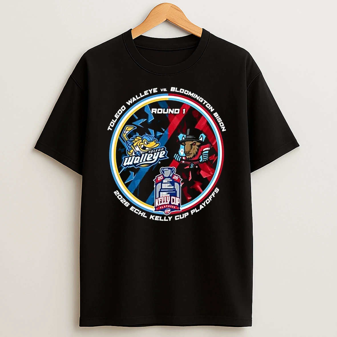 Toledo Walleye Vs Bloomington Bison 2026 Kelly Cup Playoff Round 1 Shirts