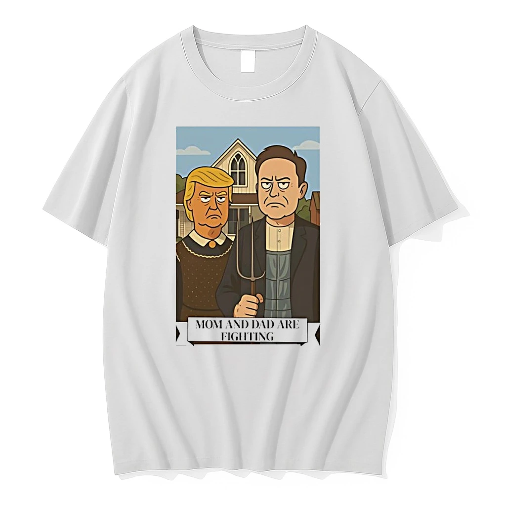 Trump And Elon Musk Mom And Dad Are Fighting Cartoon Shirts