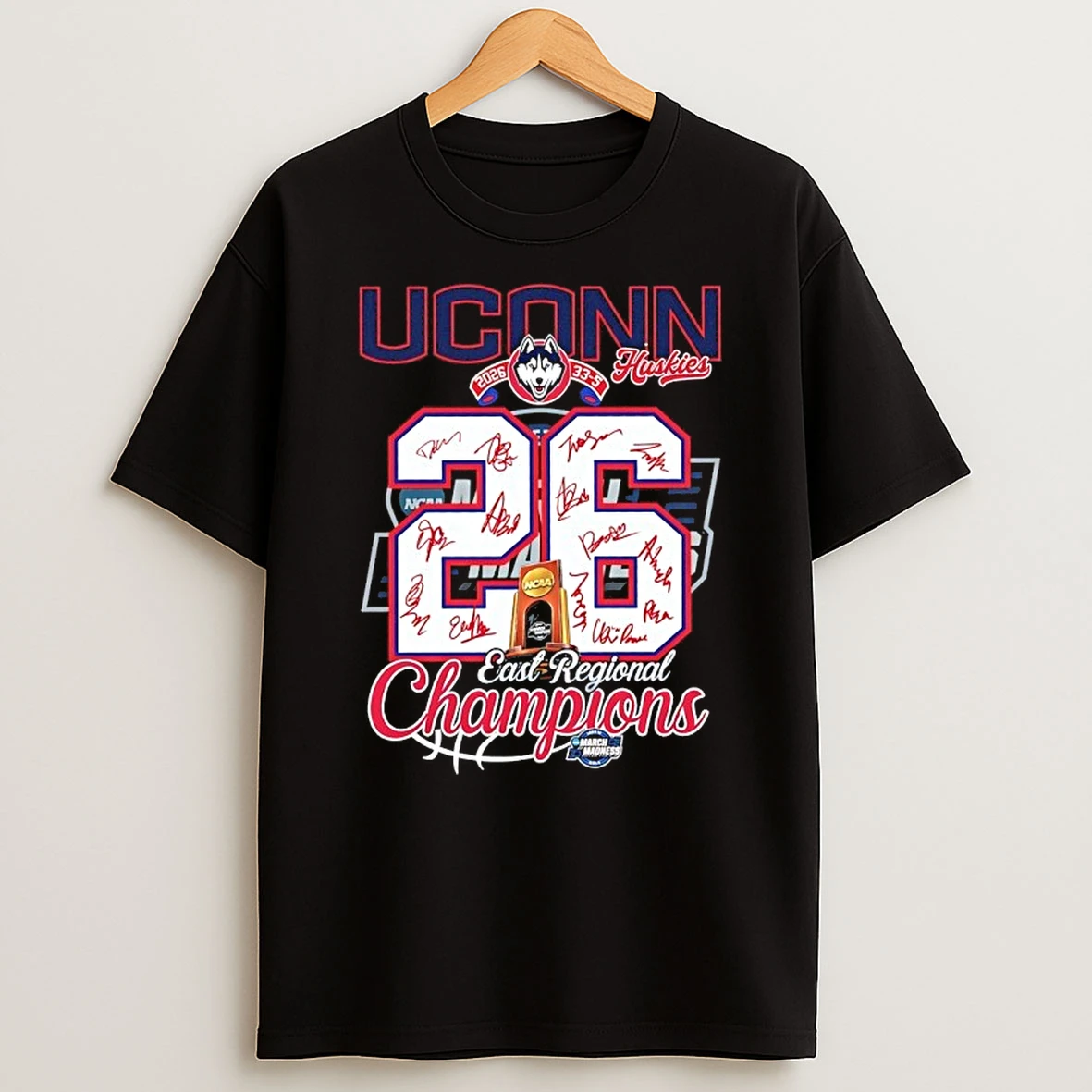 Uconn Huskies 2026 33 2 East Regional Champions Signatures Shirts