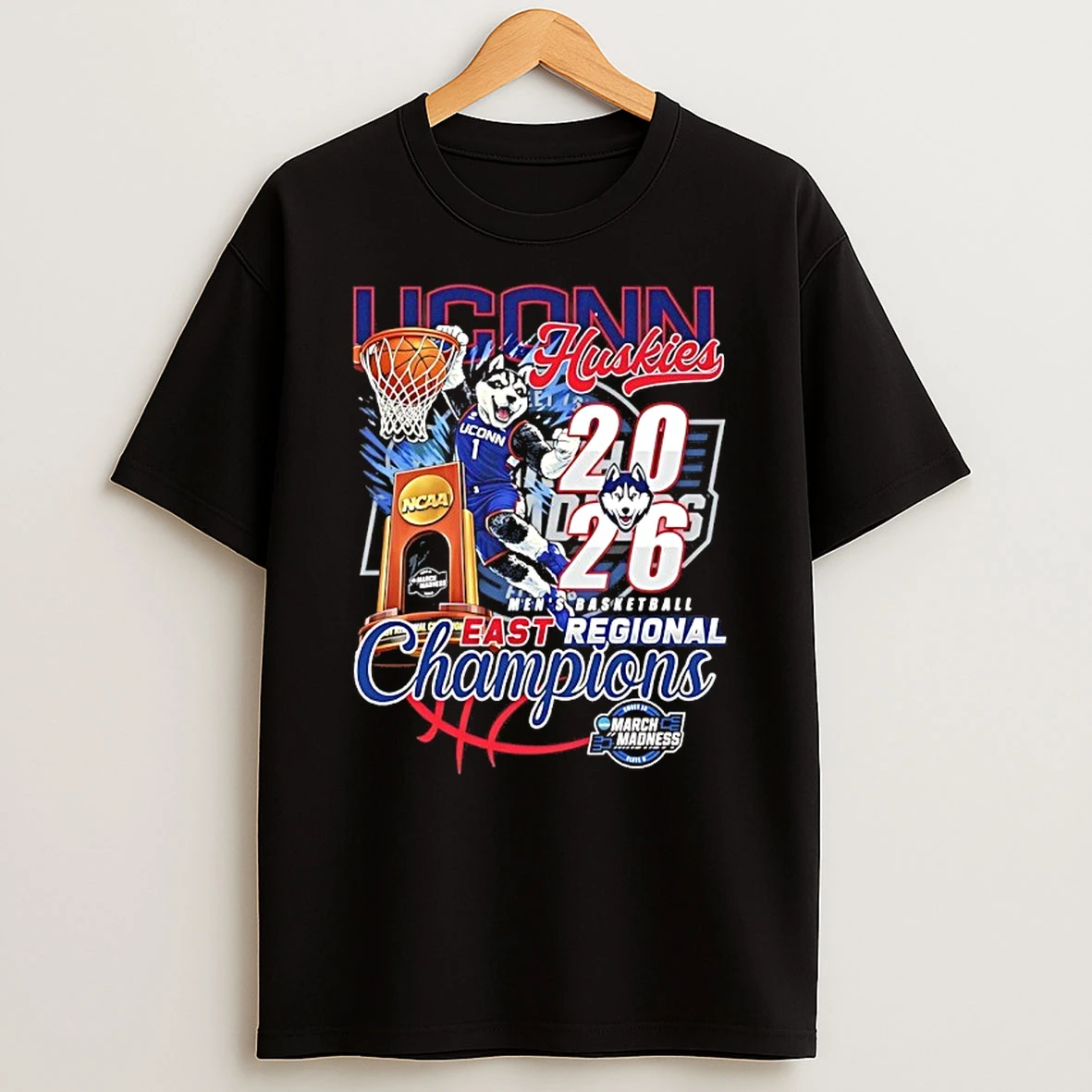 Uconn Mens Basketball 2026 East Regional Champions Mascot Shirts