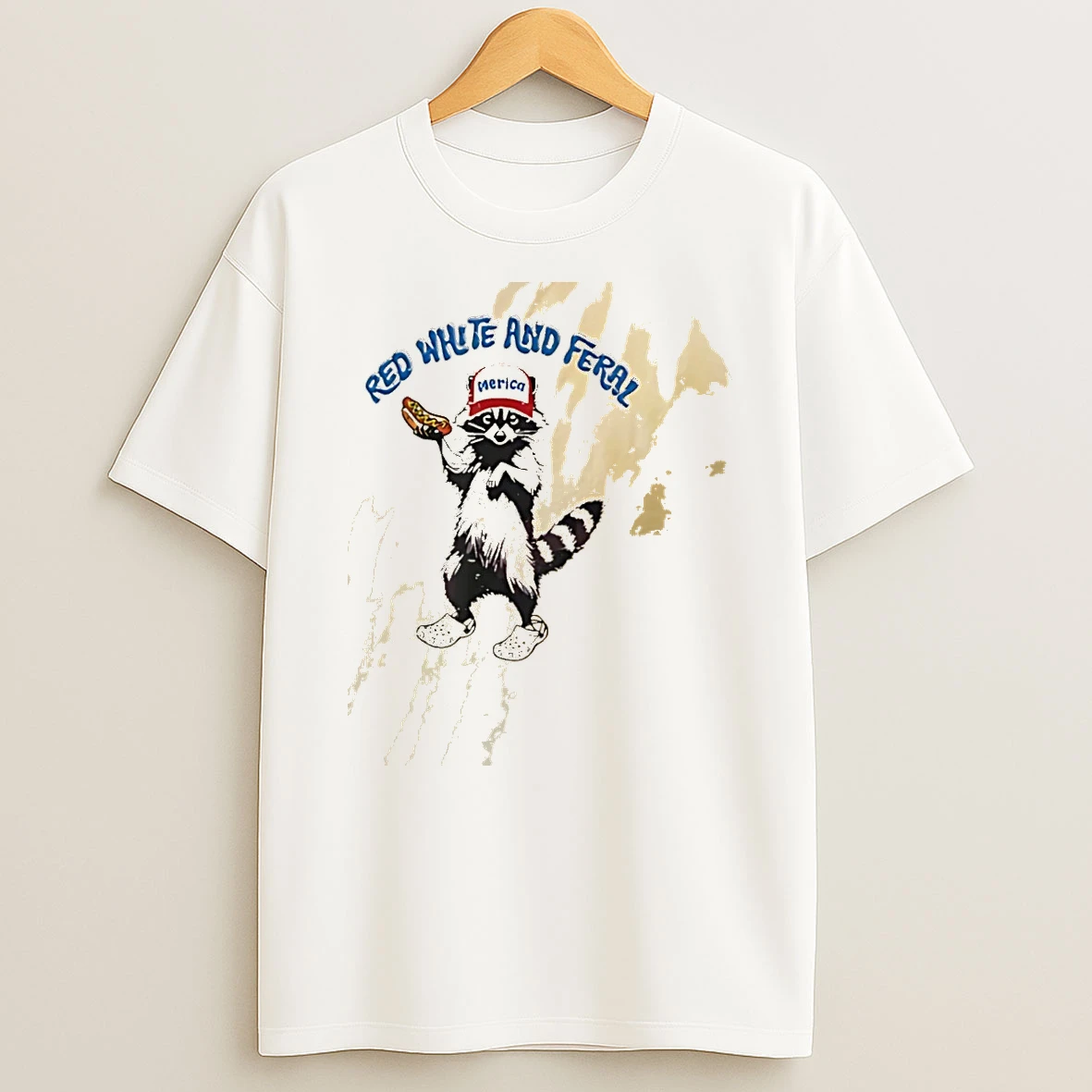 Usa Feral Raccoon Patriotic Red White And Deral Shirts