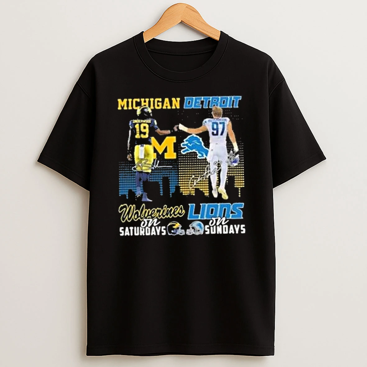 Underwood Michigan Wolverines On Saturdays And Hutchinson Detroit Lions On Sundays Signatures Shirts