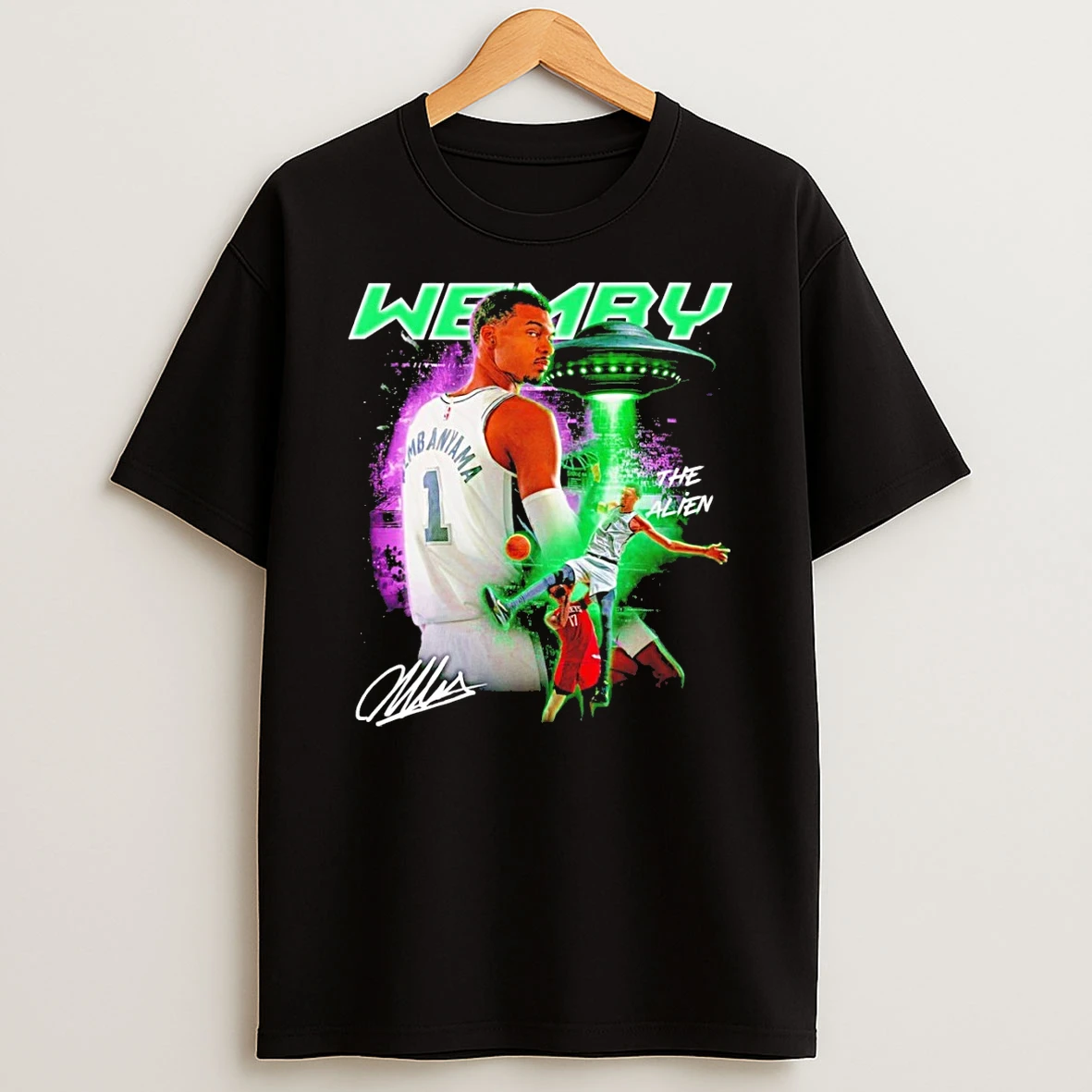 Wembanyama Alien Wemby Ufo Victor Wembanyama San Antonio Spurs Basketball Signature Shirts