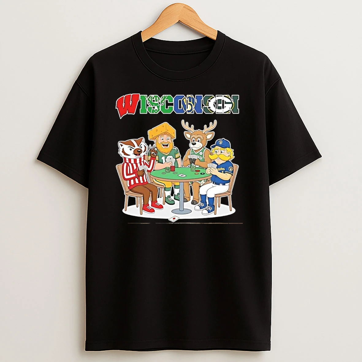 Wisconsin City Sports Mascot Playing Poker Shirts