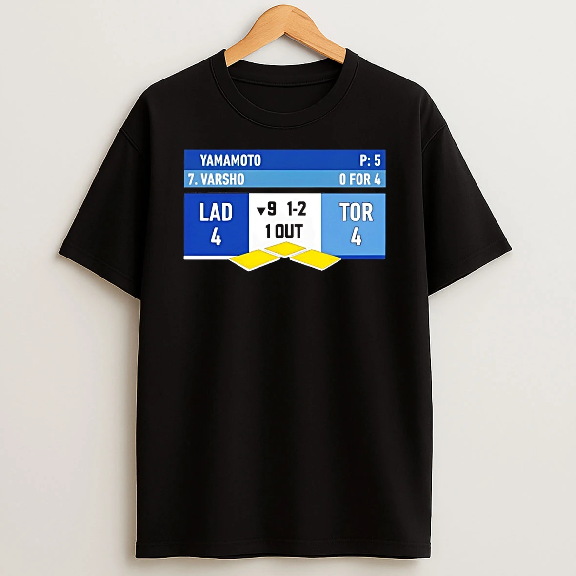 World Series Scoreboard Bottom Of The 9th La Yamamoto Minimalist Shirts