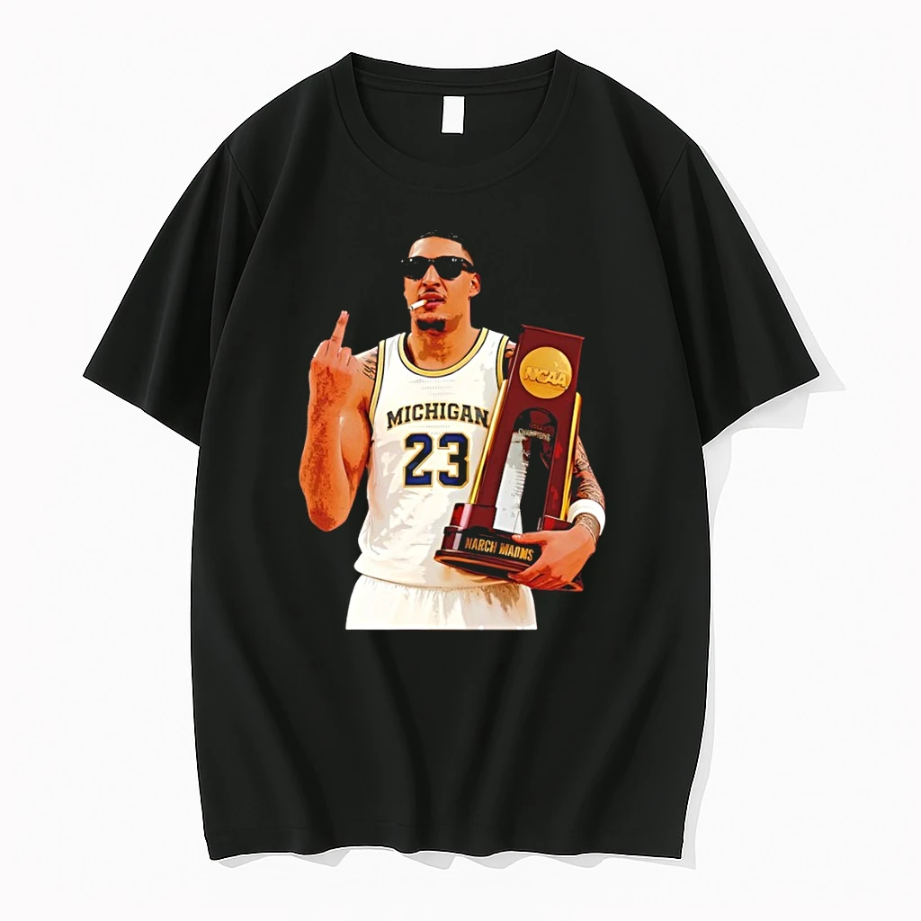 Yaxel Lendeborg Middle Finger Holding Trophy Michigan Wolverines Basketball Ncaa Shirts