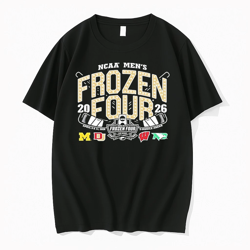 L3ttyutq Michigan Denver Wisconsin And North Dakota 2026 Ncaa Mens Hockey Frozen Four Logos Shirts