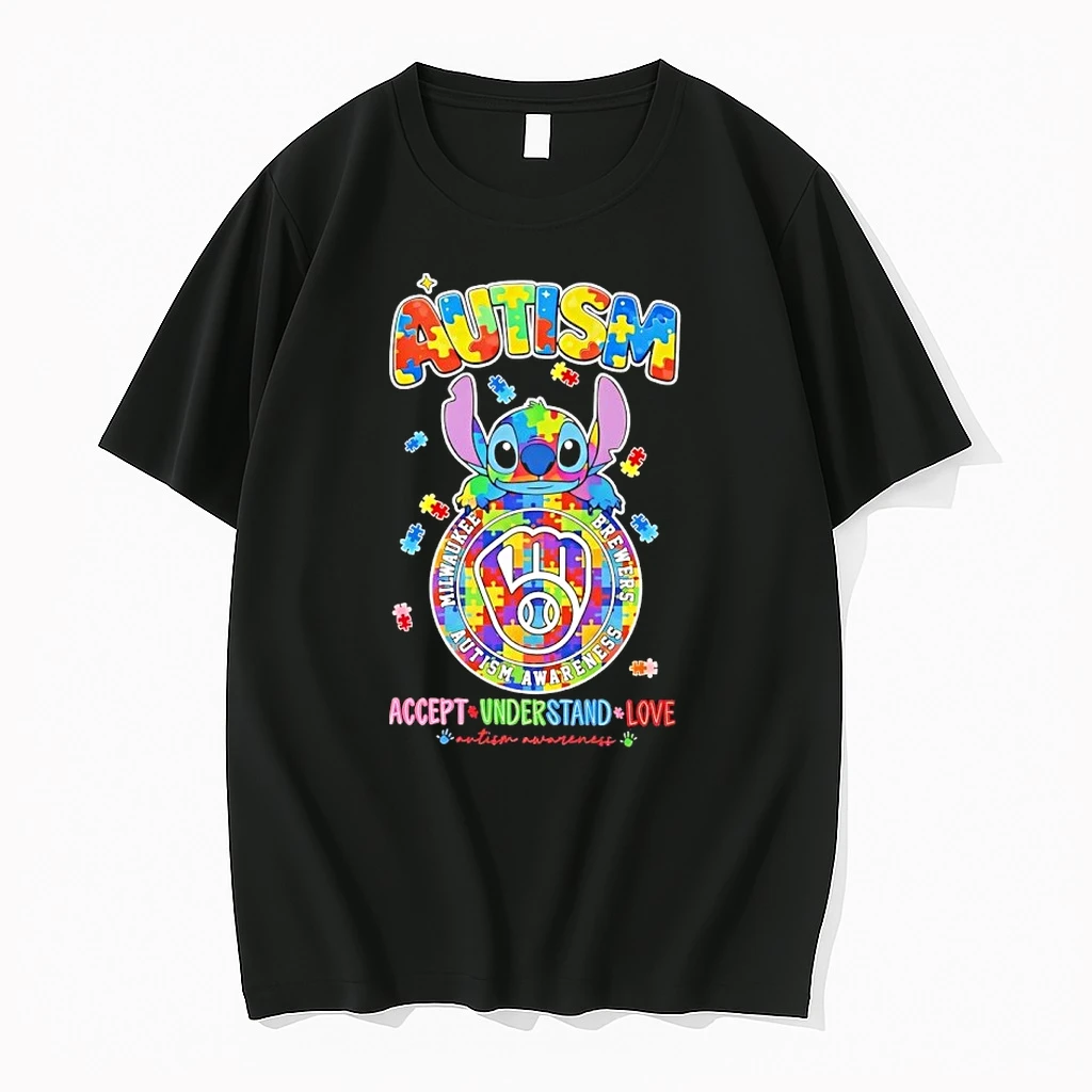 Xar7yodj Stitch Milwaukee Brewers Accept Understand Love Autism Awareness Shirts
