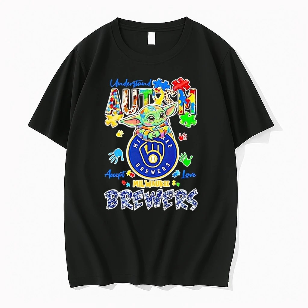 Baby Yoda Understand Autism Accept Love Milwaukee Brewers Shirts