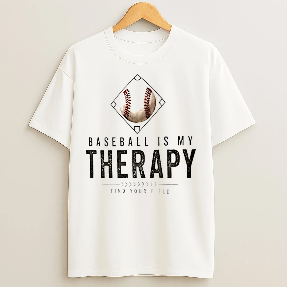 Classic Baseball Is My Therapy Find Your Field Logo T Shirts