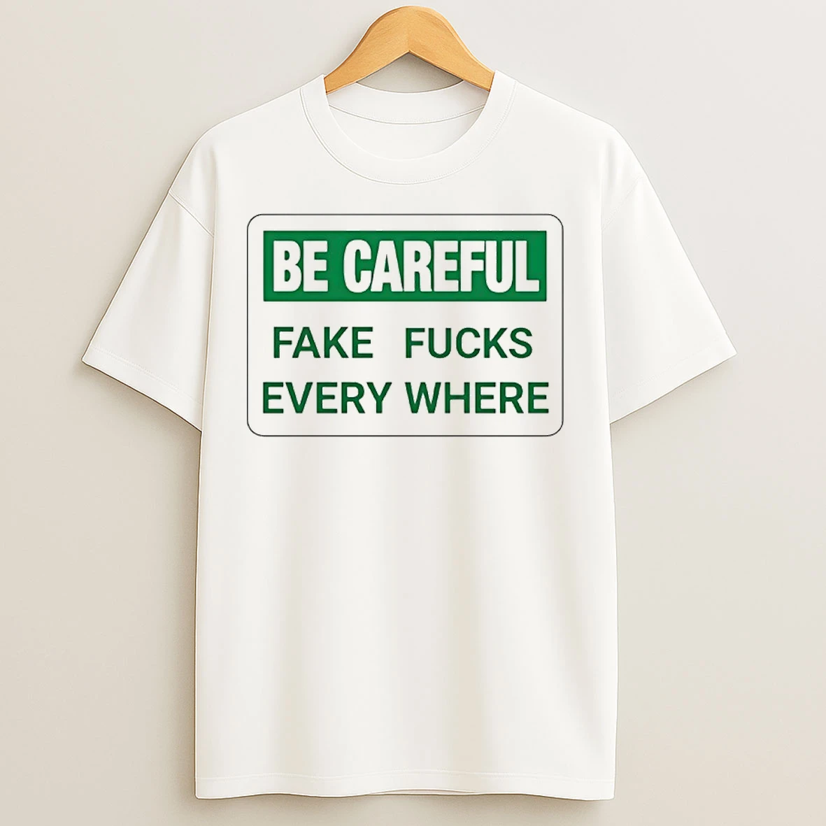 Classic Be Careful Fake Fucks Every Where T Shirts