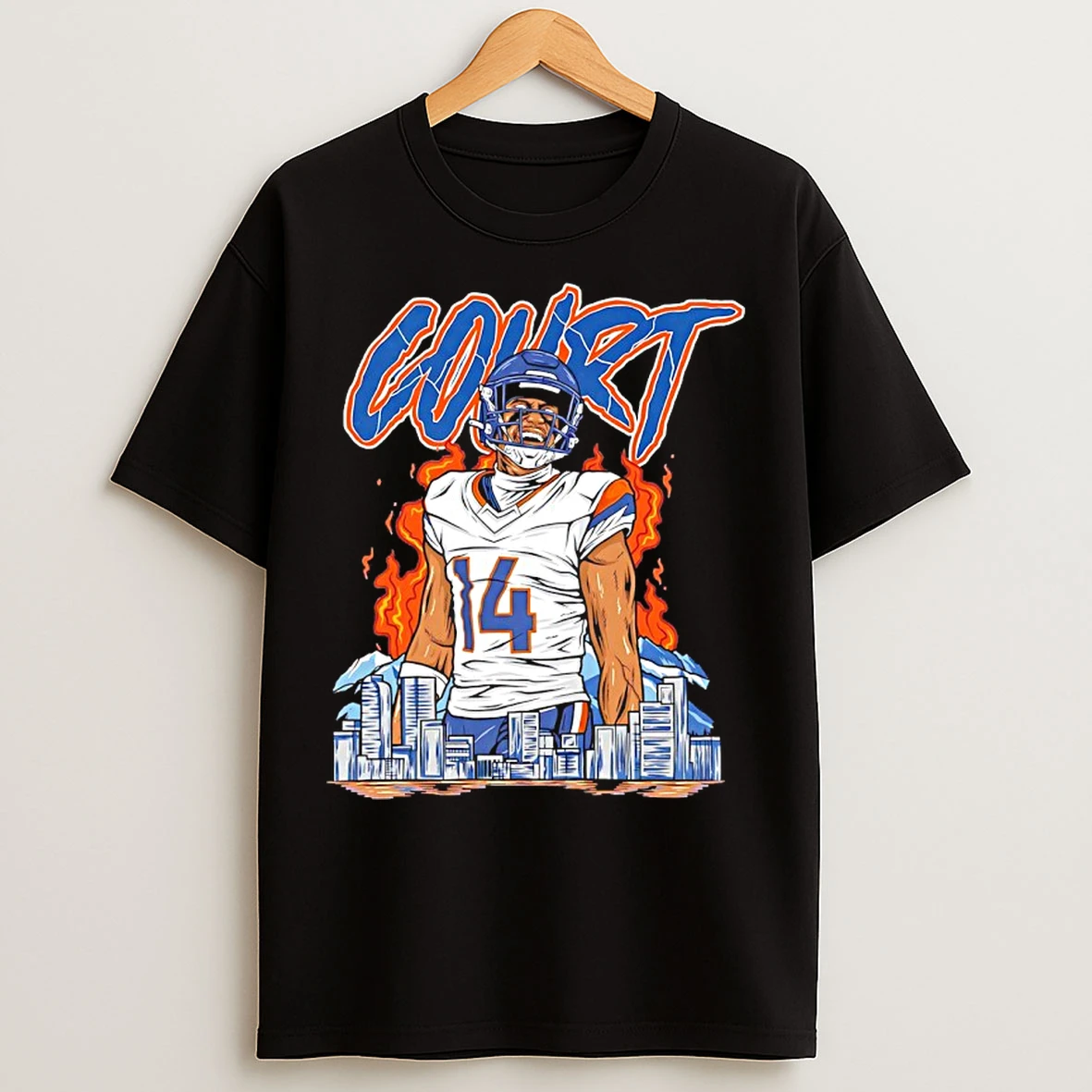 Classic Courtland Sutton Fired City Skyline Denver Broncos T Shirts