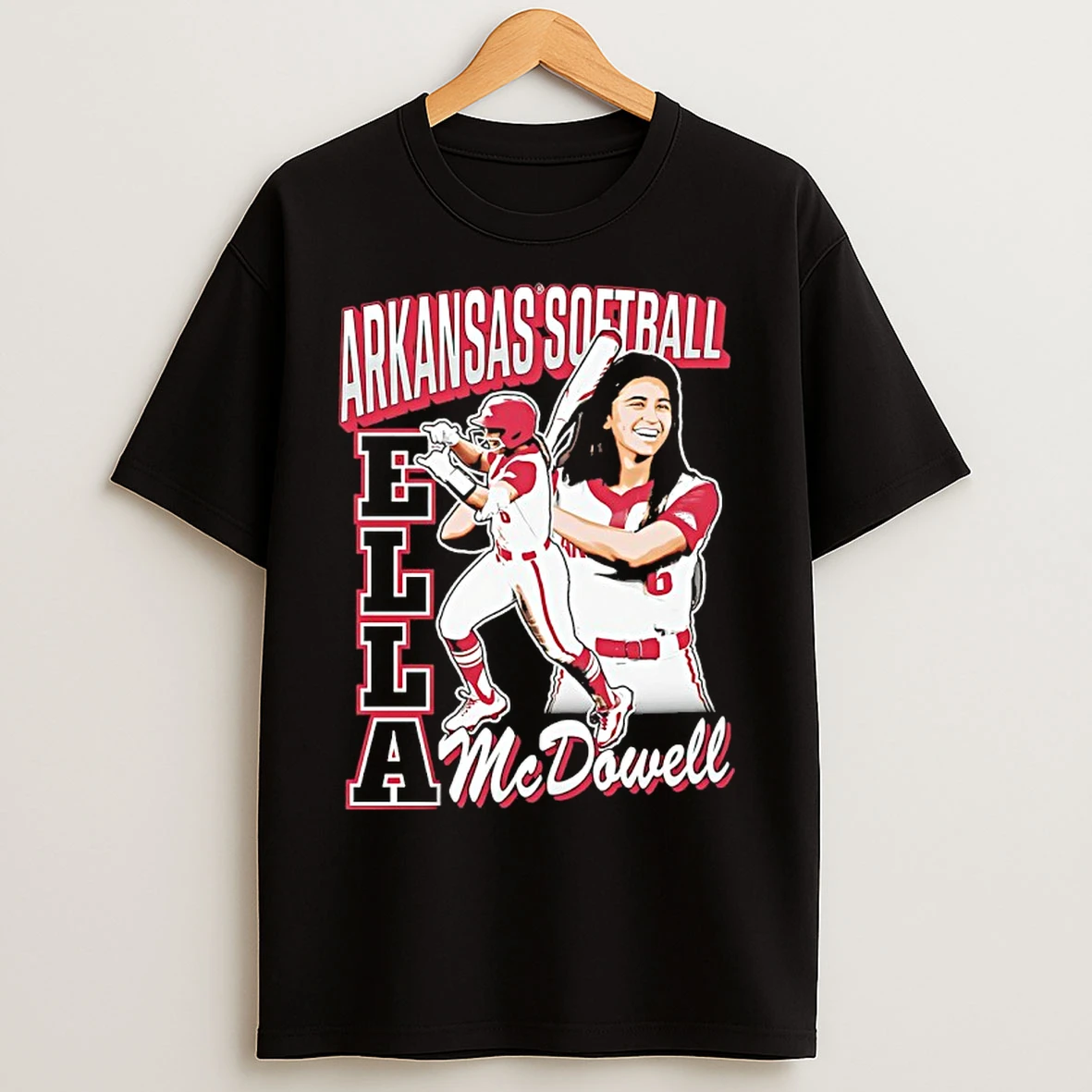 Classic Ella Mcdowell Retro 90s Arkansas Razorbacks Softball T Shirts