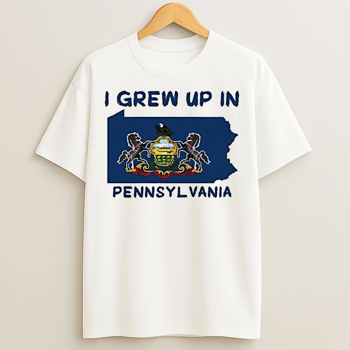 Classic I Grew Up In Pennsylvania Flag Map T Shirts