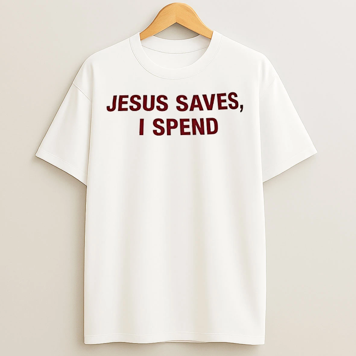 Classic Jesus Saves I Spend Red T Shirts
