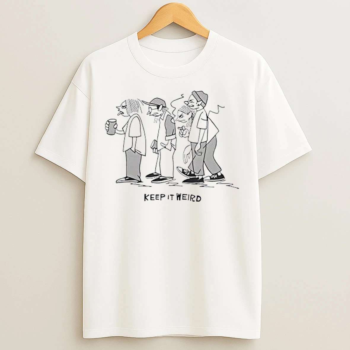 Classic Keep It Weird Line Art T Shirts