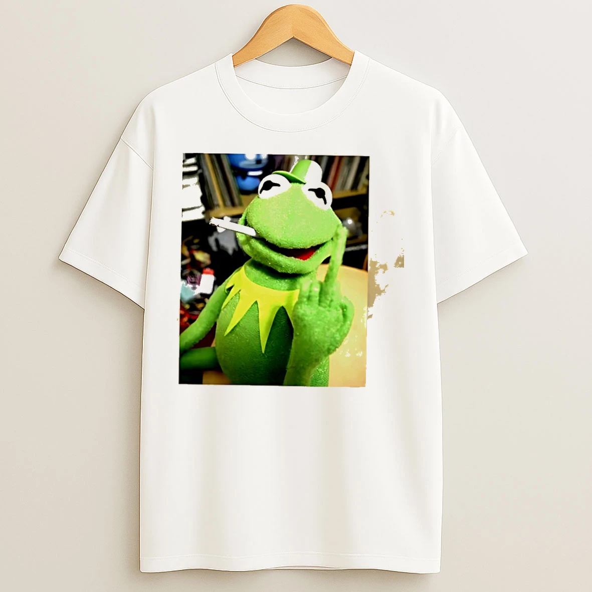 Classic Kermit Frog Cigarette Middle Finger T Shirts