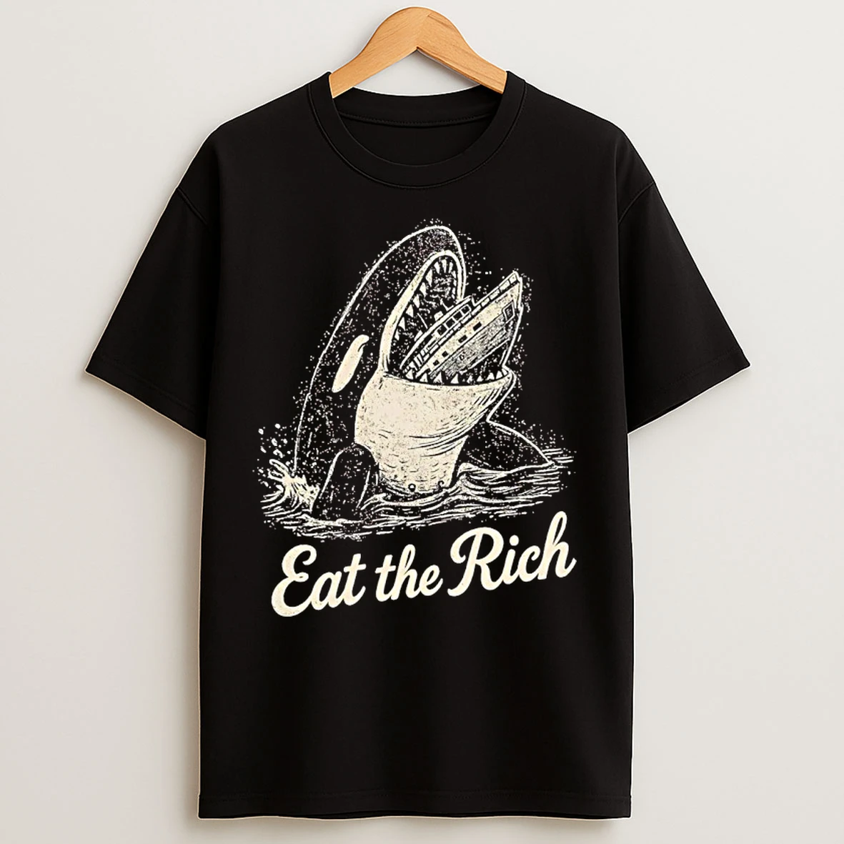 Classic Killer Whale Eat The Rich Ship T Shirts