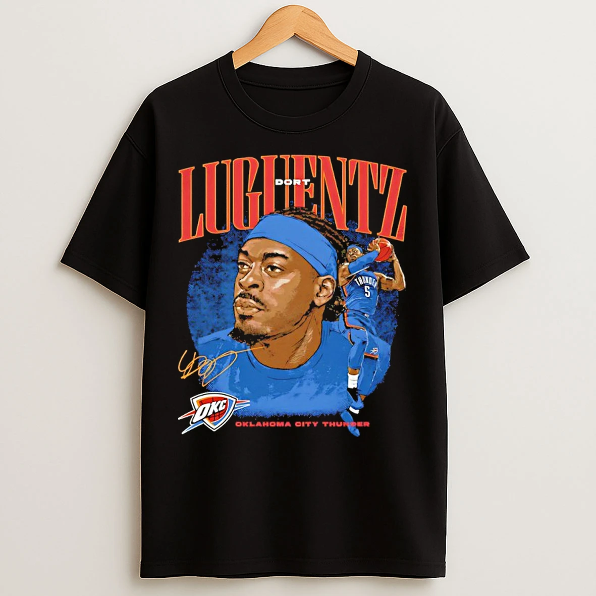 Classic Luguentz Dort Dual Graphic Oklahoma City Thunder T Shirts