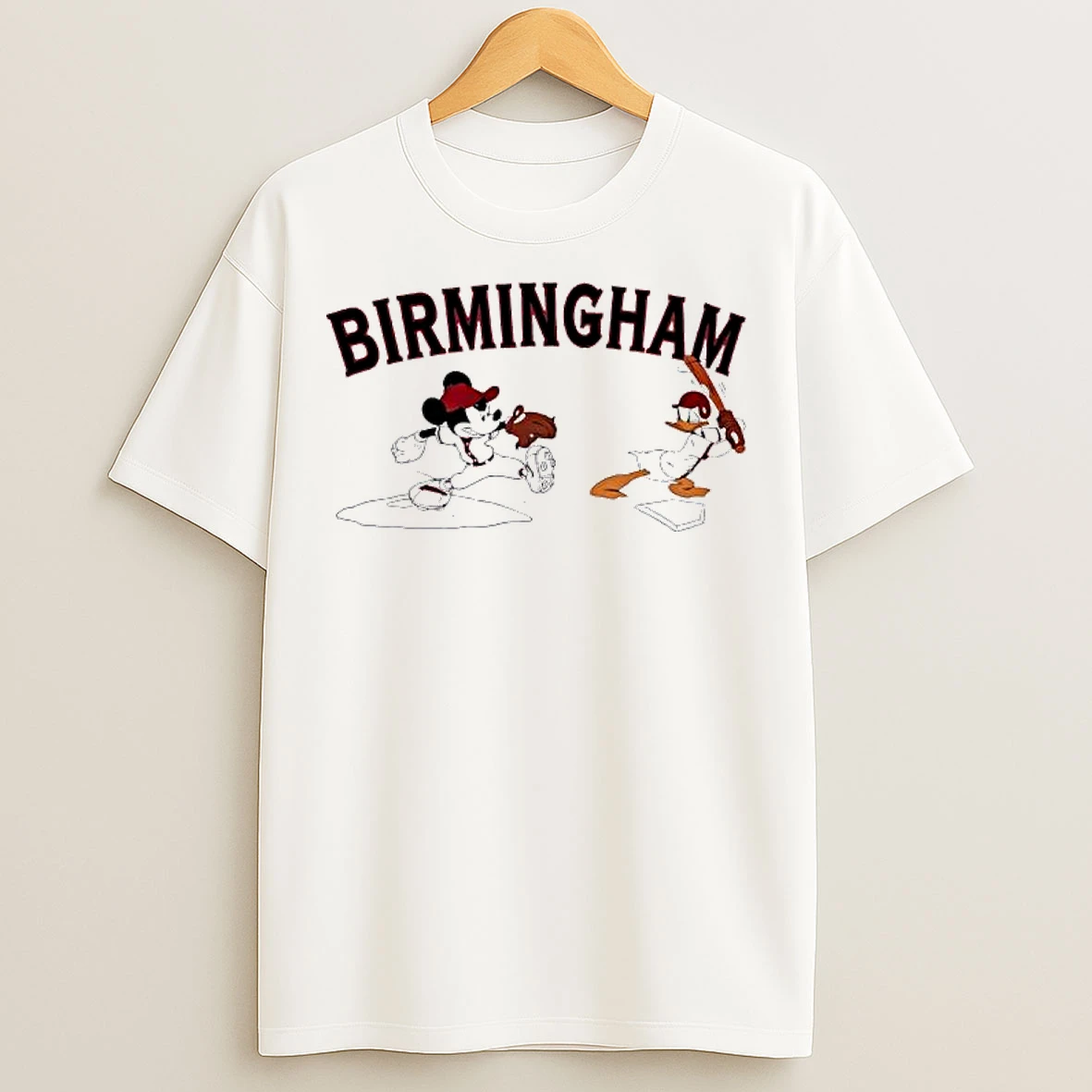 Classic Mickey Mouse And Donald Duck Playing Baseball In Birmingham T Shirts
