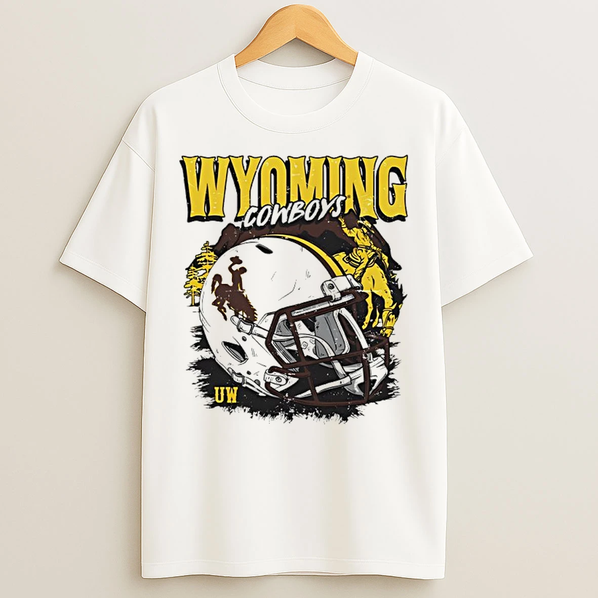Classic Ncaa Football Wyoming Cowboys Vintage Helmet T Shirts