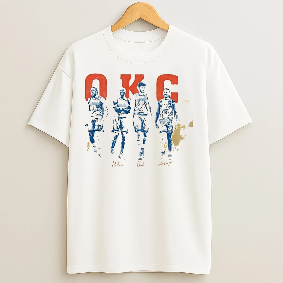 Classic Okc Oklahoma City Thunder Basketball Players Signatures T Shirts