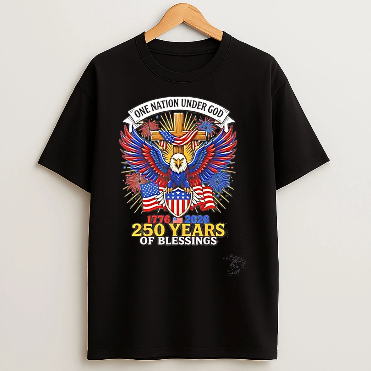 Classic One Nation Under God 250 Years Of Blessings Eagle American Flag T Shirts