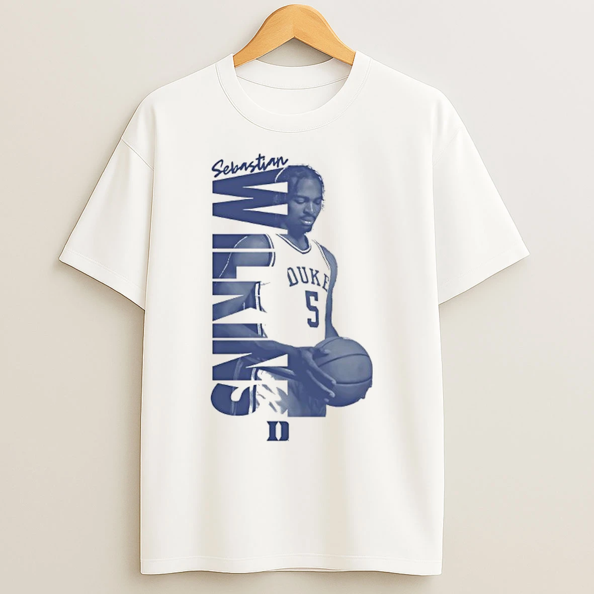 Classic Sebastian Wilkins Duke Mens Basketball Vintage T Shirts