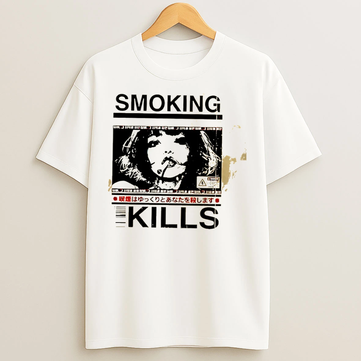 Classic Smoking Kills Retro Manga Anime Graphic Style T Shirts