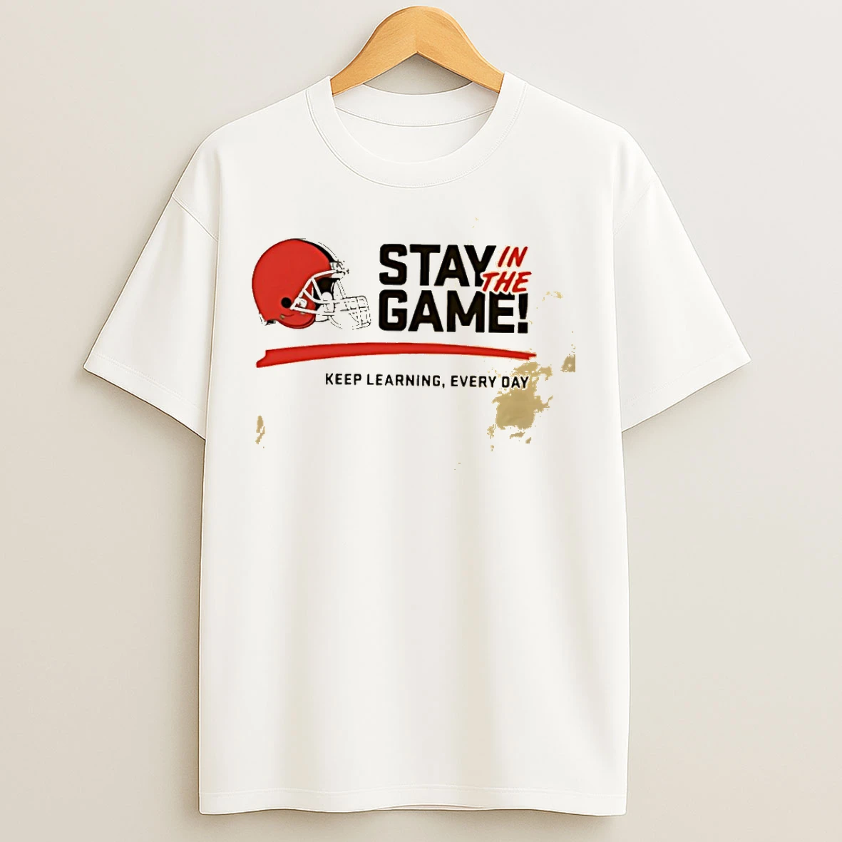 Classic Stay In The Game Keep Learning Every Day Cleveland Browns Helmet T Shirts