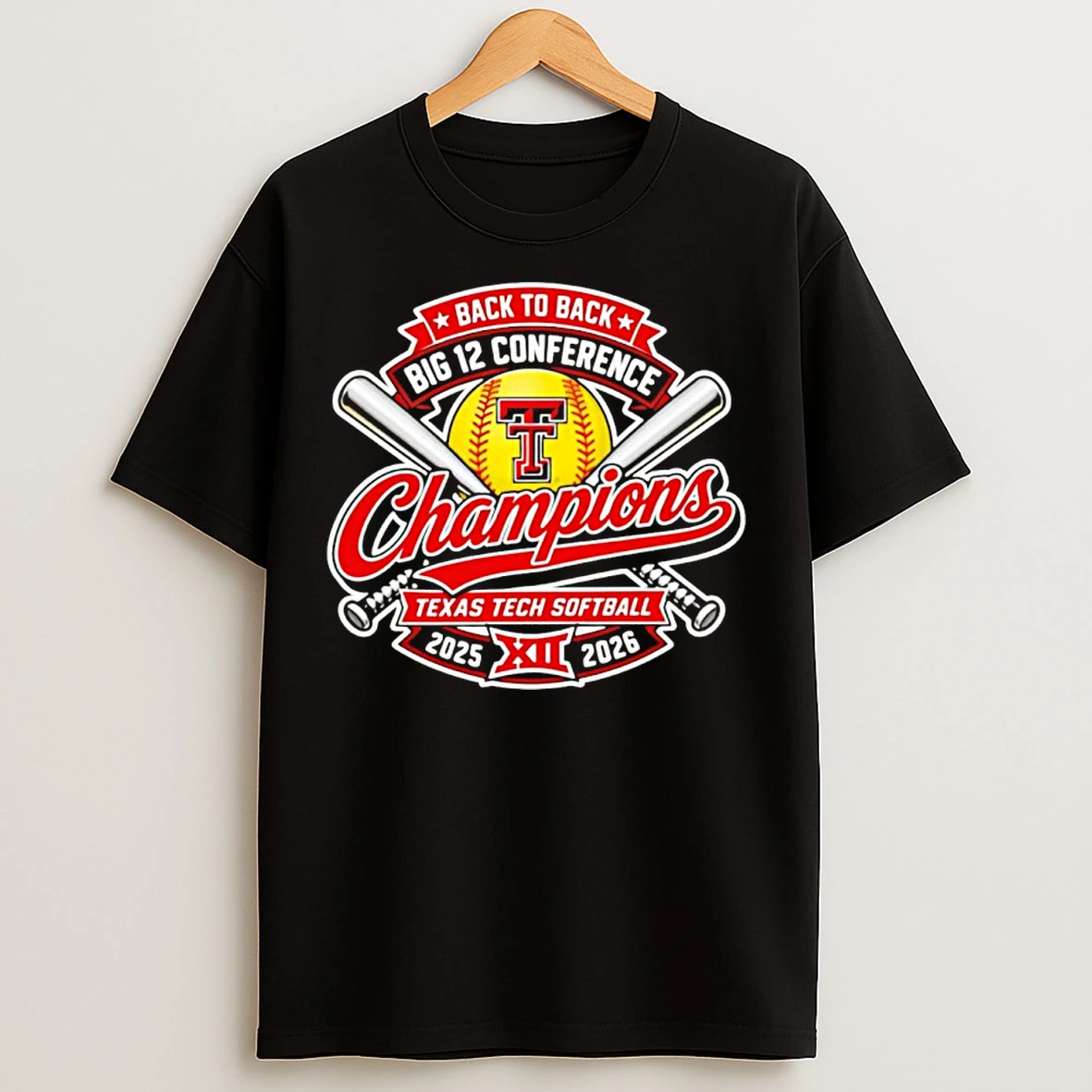 Classic Texas Tech Softball Back To Back 2026 Big 12 Conference Champions T Shirts