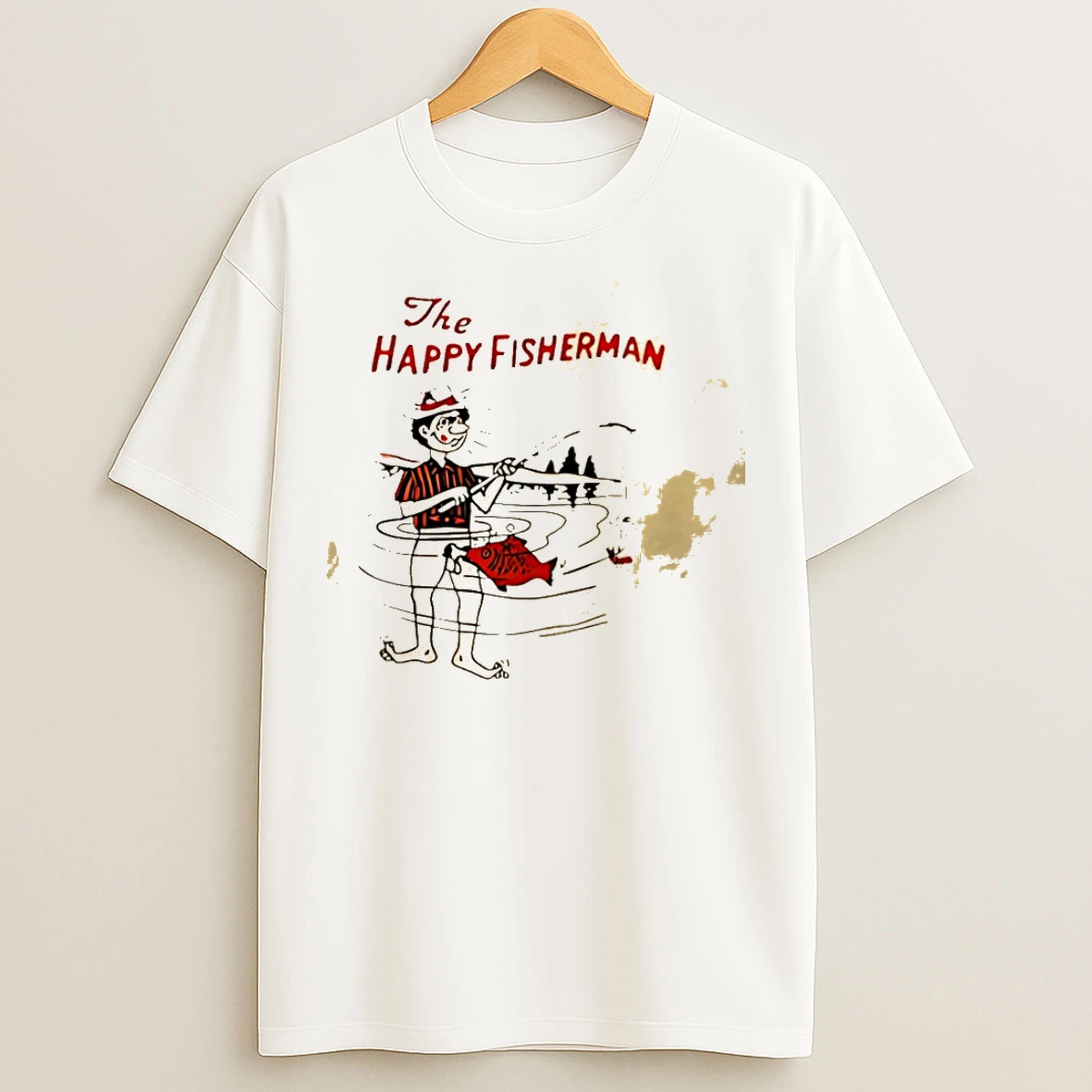 Classic The Happy Fisherman Fish Blowjob Man Graphic T Shirts