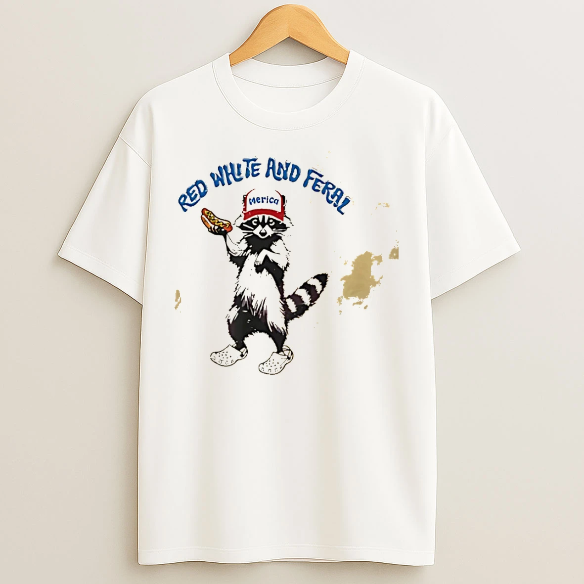 Classic Usa Feral Raccoon Patriotic Red White And Deral T Shirts