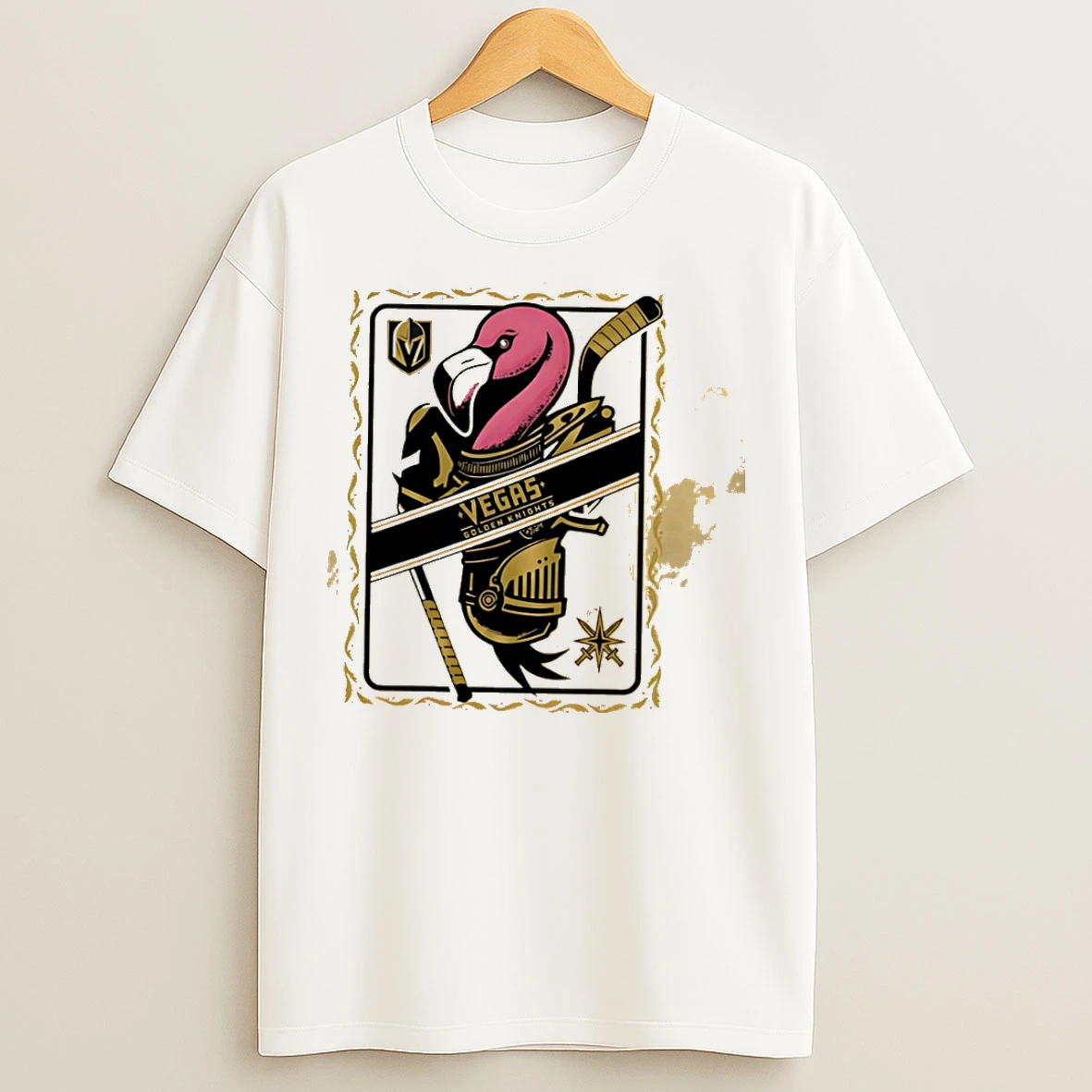 Classic Vegas Golden Knights Flamingo Playing Card T Shirts