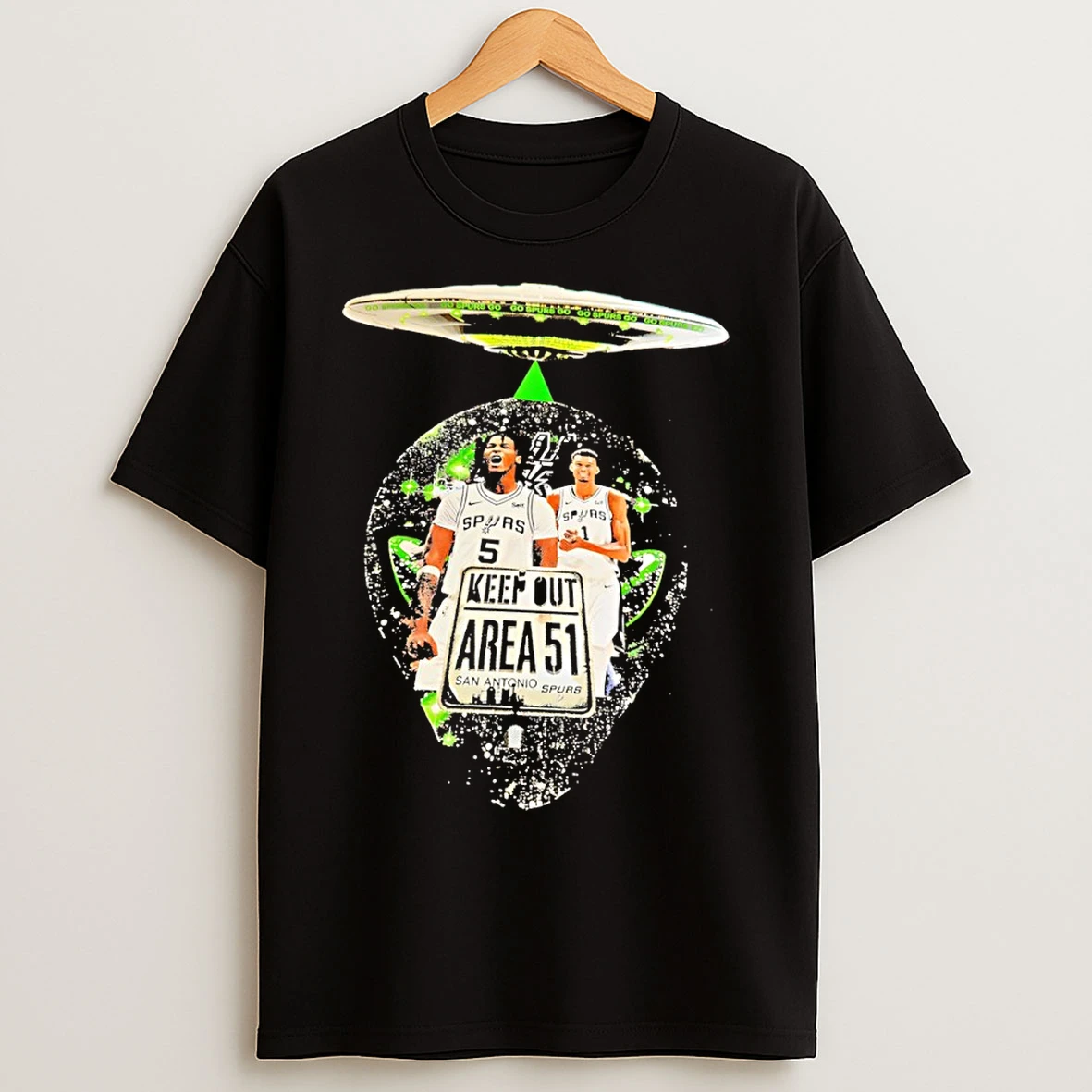 Classic Victor Wembanyama And Stephon Castle Ufo Keep Out Area 51 San Antonio Spurs Basketball 2026 T Shirts