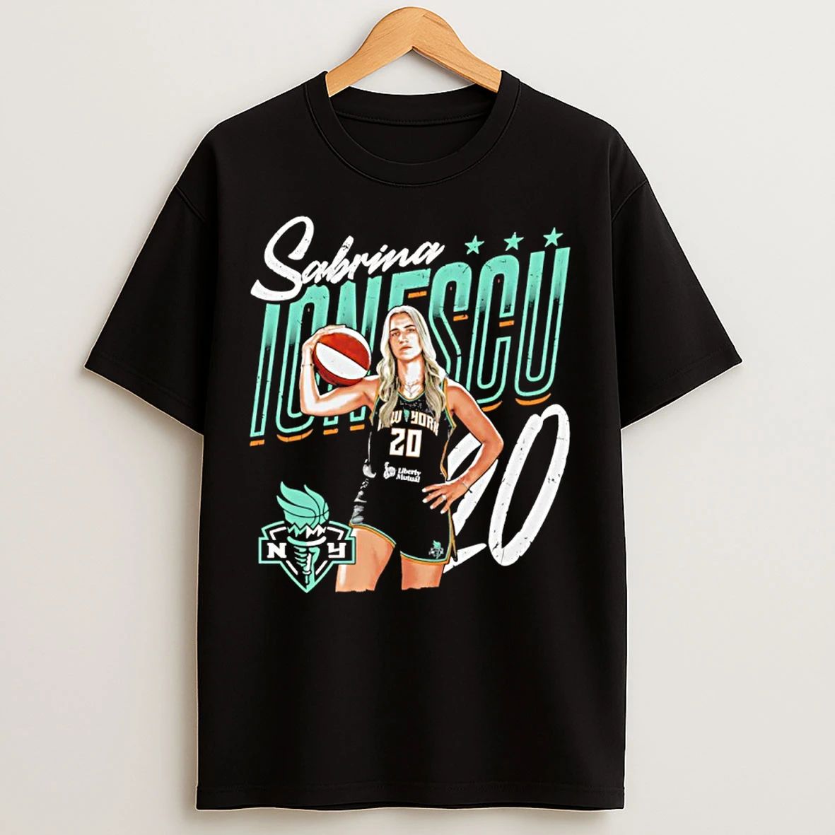Classic Pmhs41to Sabrina Ionescu Player Pose New York Liberty T Shirts