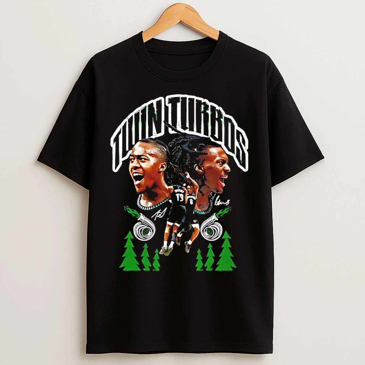 Classic Pnxxerba Minnesota Timberwolves Twin Turbos Autographed T Shirts