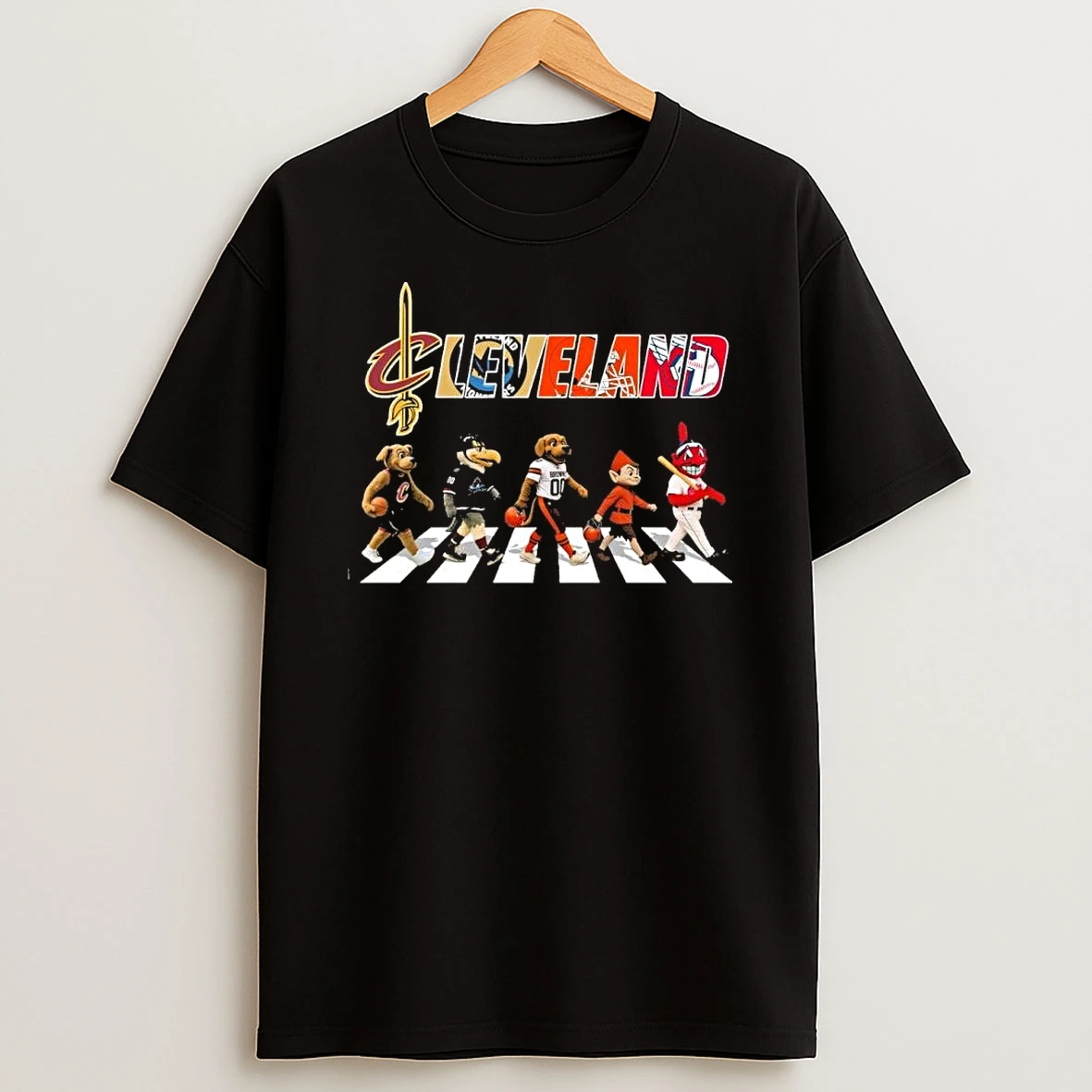 Cleveland All Sports Teams Mascot Walking Road Shirts
