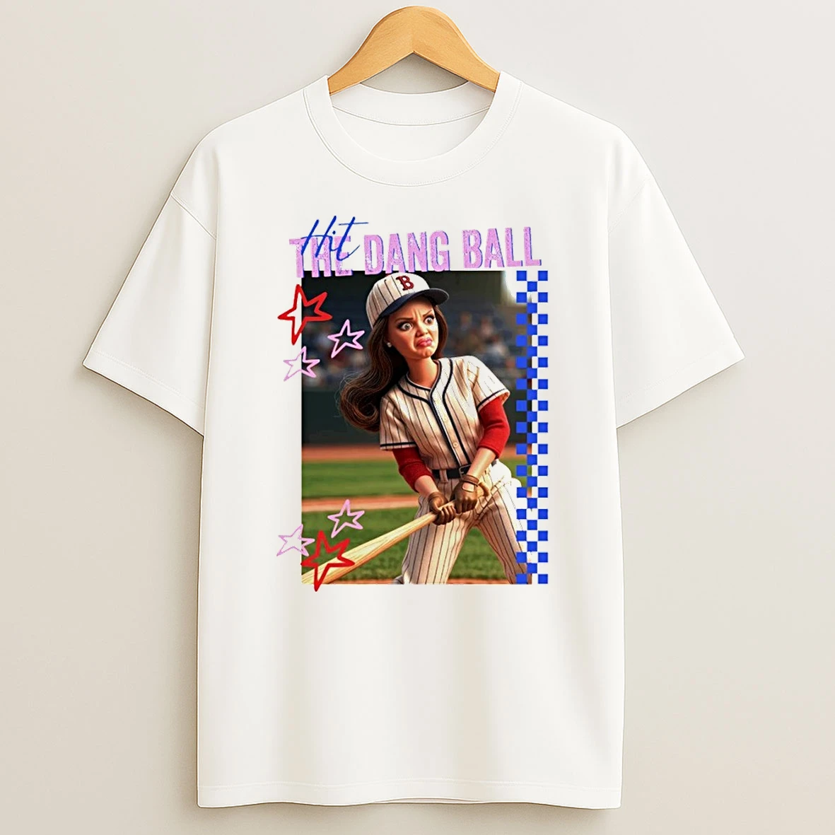 Distressed Doll Face Meme Hit The Dang Ball Baseball Shirts