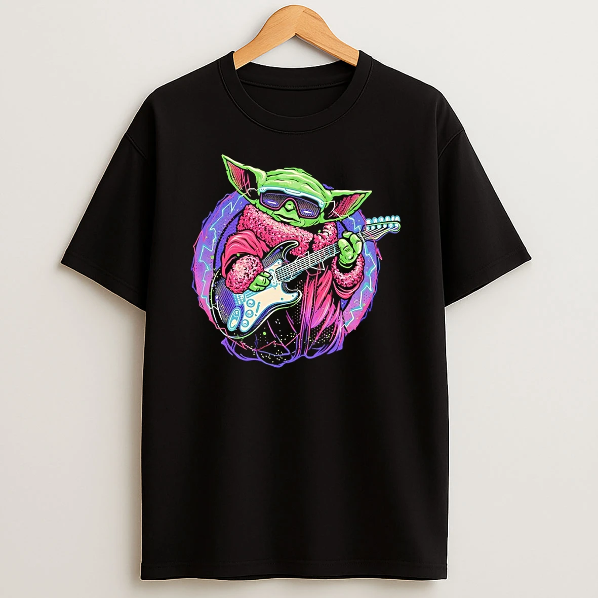 Electric Galaxy Grogu With A Guitar Shirts