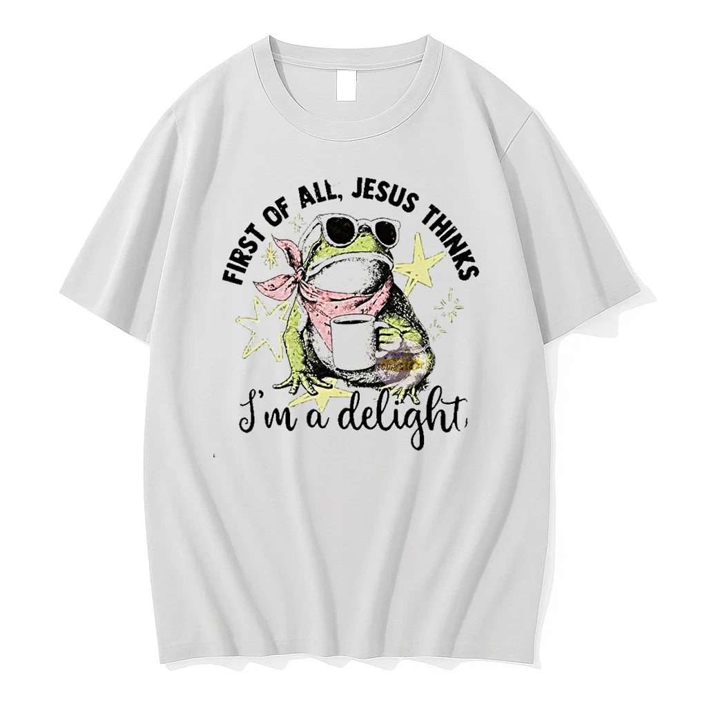 Funny Christian Frog First Of All Jesus Thinks Im A Delight Shirts