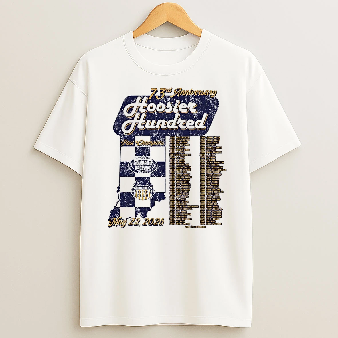Hoosier Hundred 73rd Anniversary Lucas Oil Indianapolis Raceway Park Past Champions Shirts